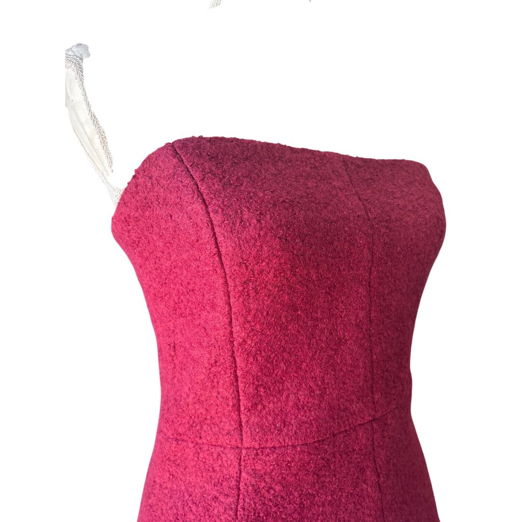 Bubish Gracie Boucle Bodice In Cherry Aus 10 / Us Medium New Womens Strapless To — image 6 of 8